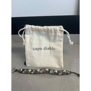 Cape Diablo Handmade Gemstone Bracelet Multicolor Natural Beads with Pouch NEW